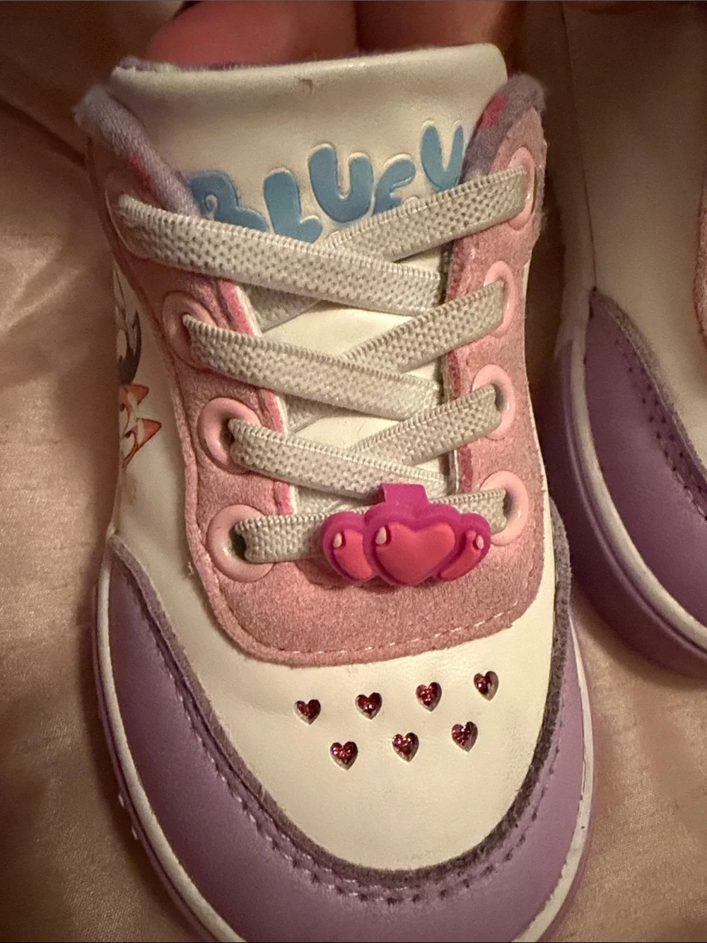 Bluey Ground up toddler Heart-Accent Sneakers in Pink, White and Lavender